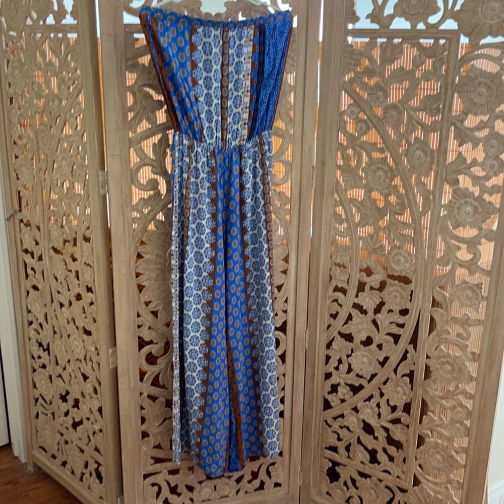 Size M. MSK blue and brown romper missing the belt strapless